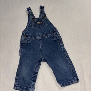 Vintage OshKosh Unisex Jean Denim‎ Overalls Bibs Vestbak Infant 12M made in USA